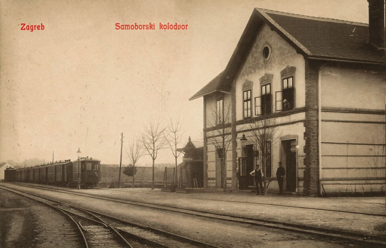 Samoborski kolodvor, Samoborska cesta (danas ulica Božidara Adžije), oko 1915. godine